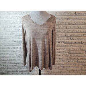 Apt 9 Womens Top 0X Plus Tunic Long Sleeve Gray Heather  Knit Asymmetric GRA29E